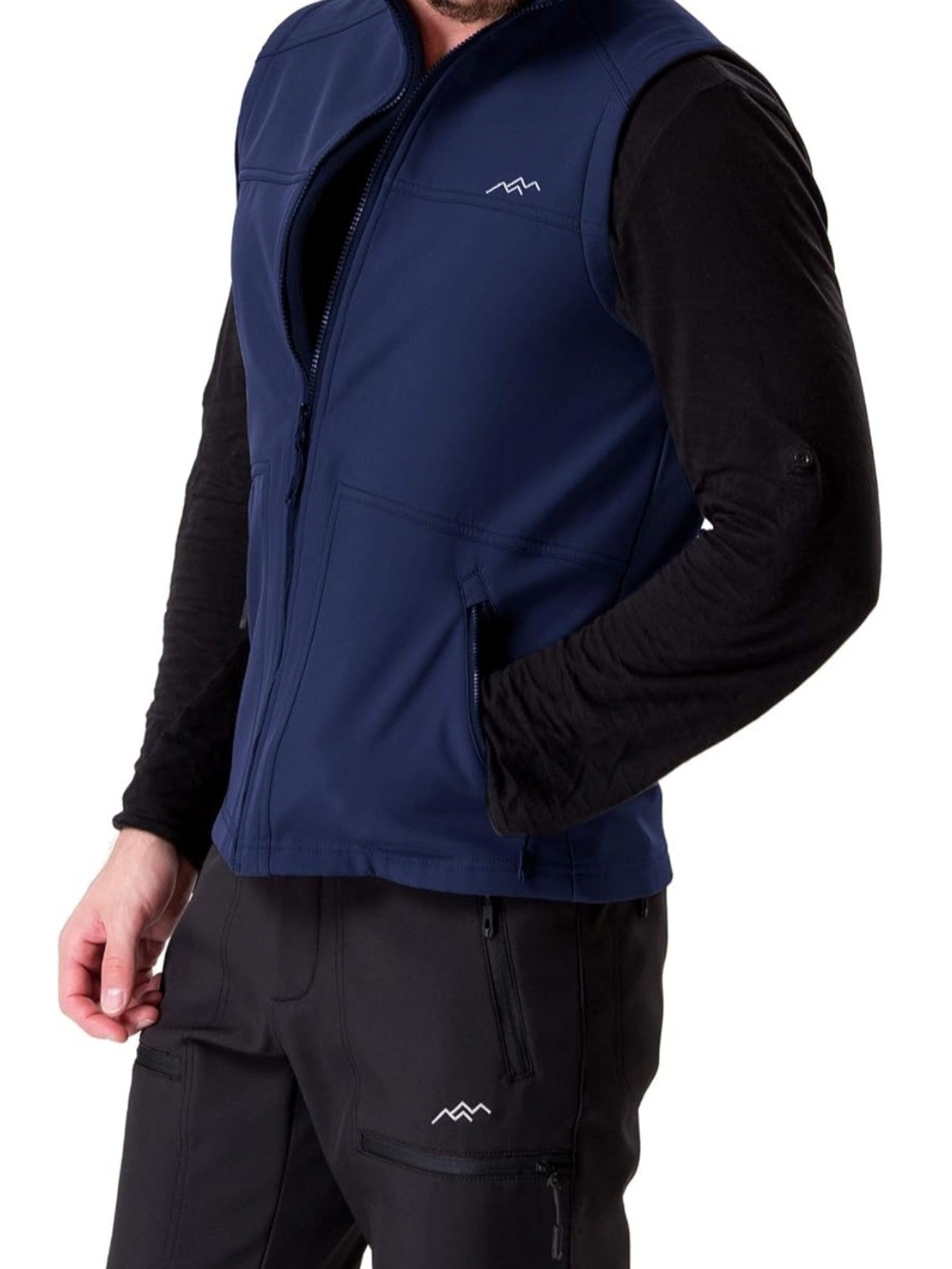 Men's Navy Softshell Vest with Zip Front